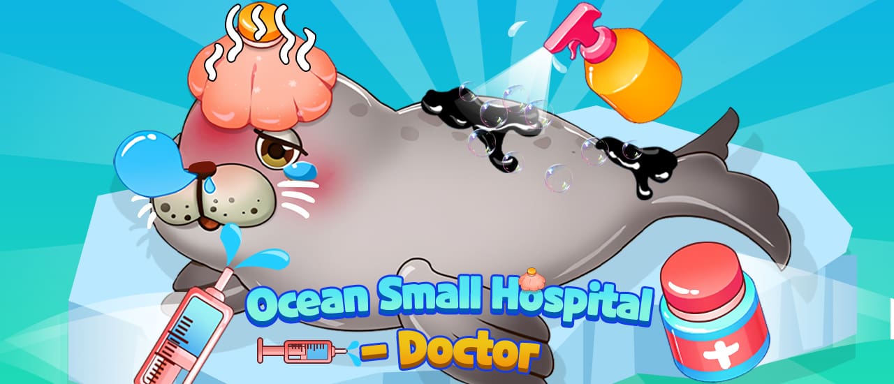 Ocean Small Hospital Doctor gameplay screenshot showing key features and visual style